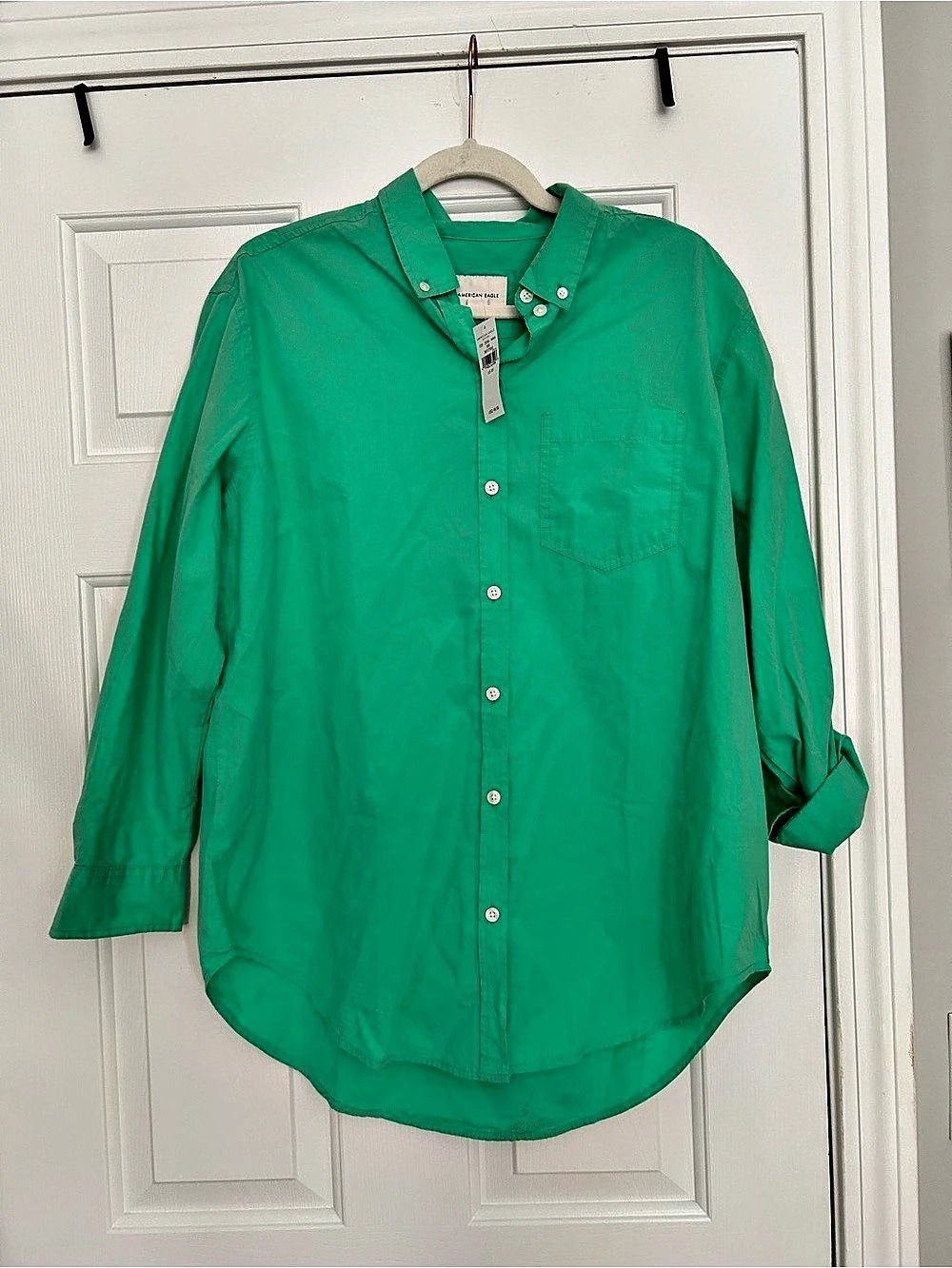 American Eagle Button Down Shirt Green XS NWT